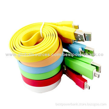 Noodle-shaped Flat Data Sync Cables for Micro 5P with 1m Length